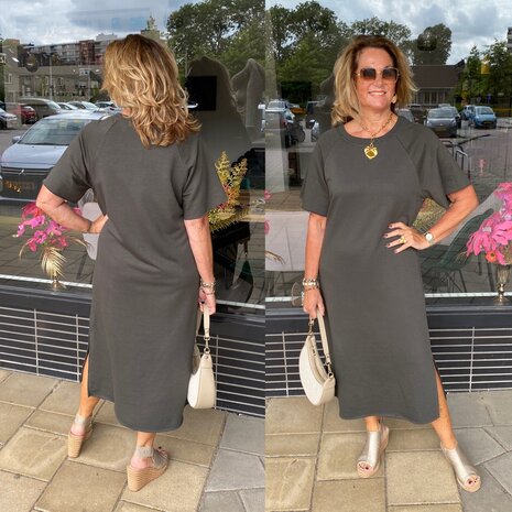 Azzurro Lonneke jurk army groen