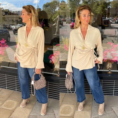 Annelies strik blouse beige