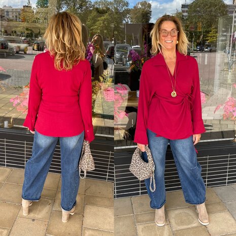 Annelies strik blouse bordeaux