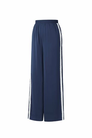 Satin Look Sporty Pants navy blue