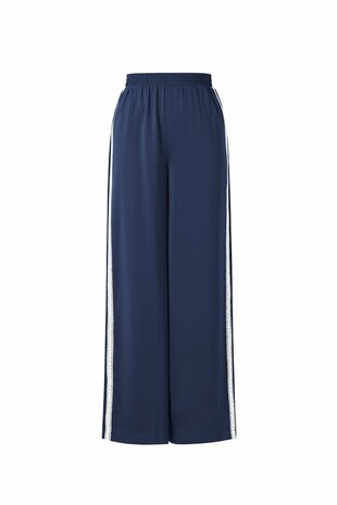 Satin Look Sporty Pants navy blue