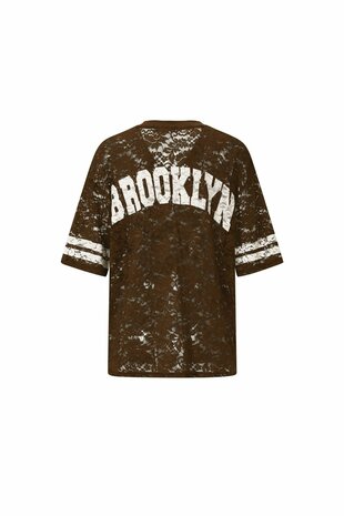 V-Neck Lace American T-shirt Bruin
