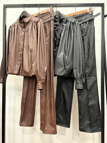 Chastar pu jacket bruin