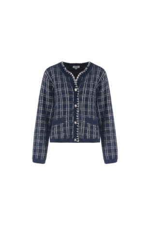 C&S Celeste knit cardigan Midnight Blue/Sand