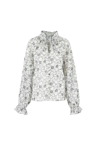 C&S Lies blouse Wool White/Black