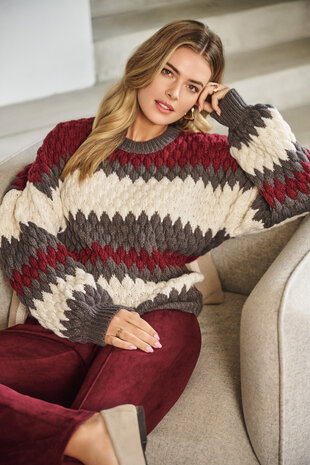 C&S Kool knit pullover Dark Gray/Amarone Cabernet