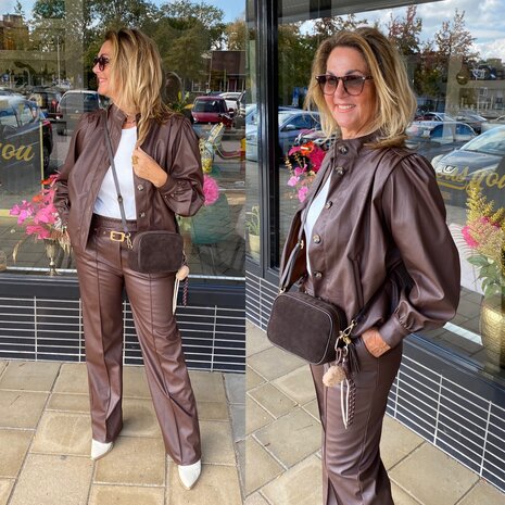 Chastar pu jacket bruin