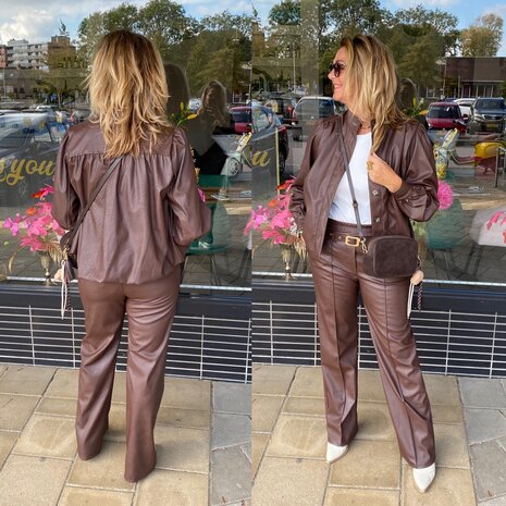Chastar pu jacket bruin