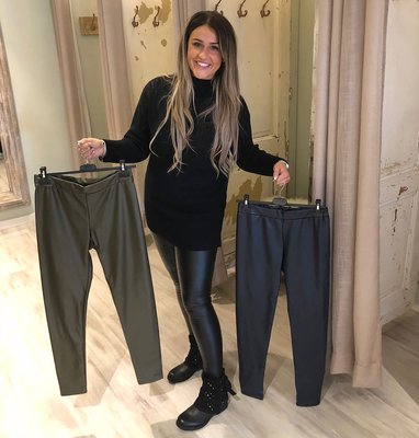 ZOE leather legging DONKER BLAUW