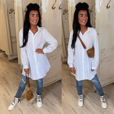 Kiki Katoen basic blouse - wit