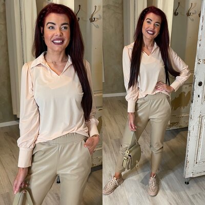 Chastar kraag blouse/top - peach