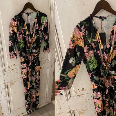 Flower jumpsuit zwart multi color