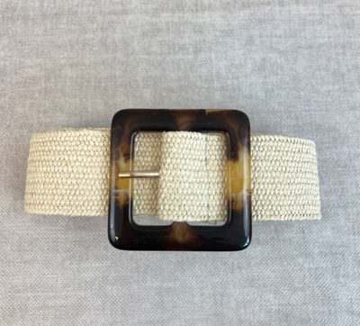 JUTE riem vierkanten gesp - ecru