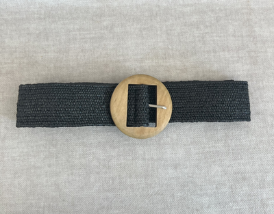 Lemonie JUTE riem ronden gesp - zwart