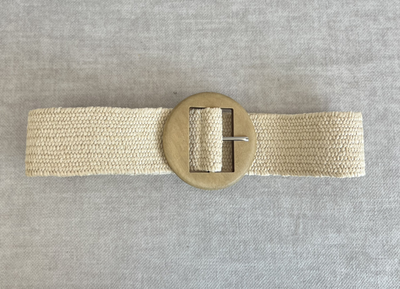 Lemonie JUTE riem ronden gesp - ecru