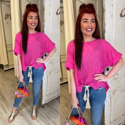 Broderie shirt - fushia