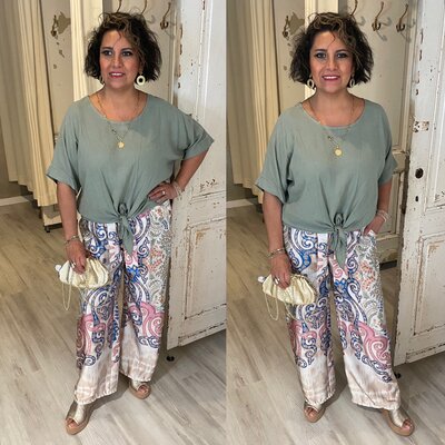 Dafne knoop top - army