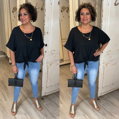 Dafne knoop top - zwart