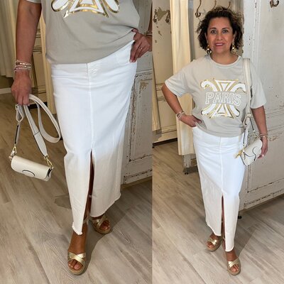 Denim Split rok - offwhite