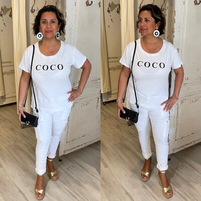 COCO t-shirt - wit met zwarte letters