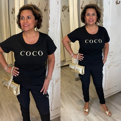 COCO t-shirt - zwart met gouden letters