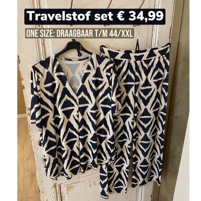 Travelstof SET 0.1 (top + broek) navy blauw