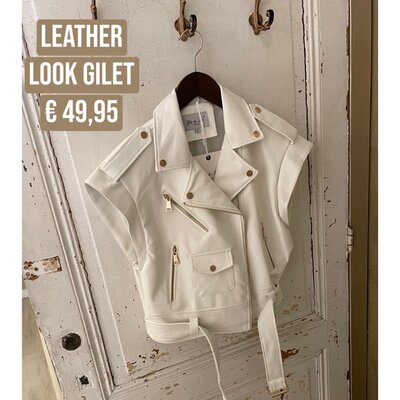 Leather Look gilet - offwhite
