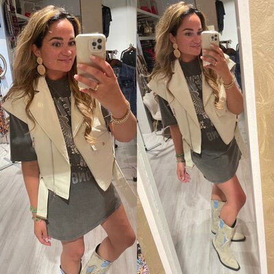 Leather Look gilet - beige