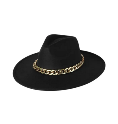 Fedora hoed met ketting Zwart Polyester