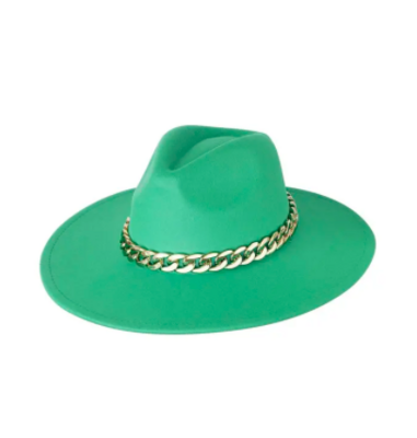 Fedora hoed met ketting Groen Polyester