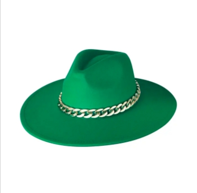 Fedora hoed met ketting Donkergroen Polyester