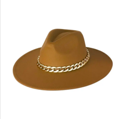 Fedora hoed met ketting Camel Polyester