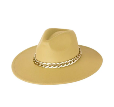 Fedora hoed met ketting Beige Polyester