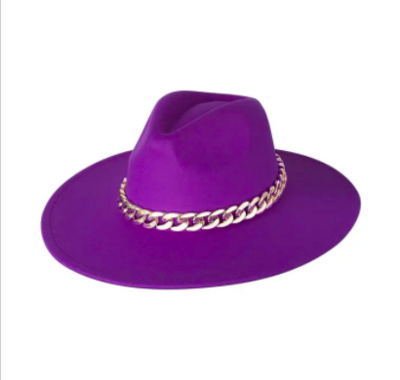 Fedora hoed met ketting Paars Polyester