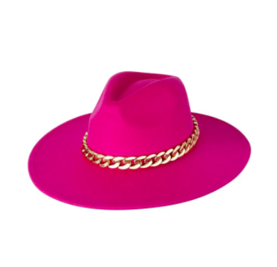 Fedora hoed met ketting Fuchsia Polyester