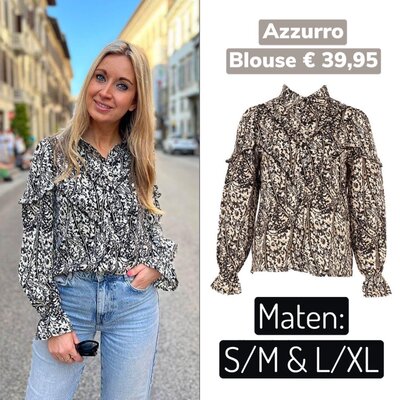 Azzurro blouse - zwart print