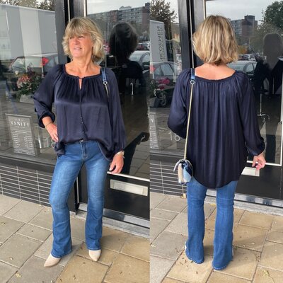 Belle silk top - blauw