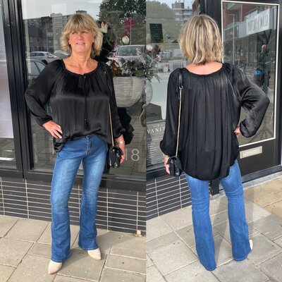 Belle silk top - zwart