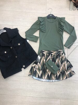 Lina rok - bruin/groen/zwart