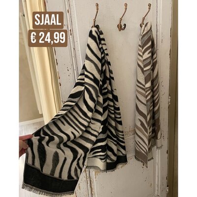 Zebra print sjaal - zwart