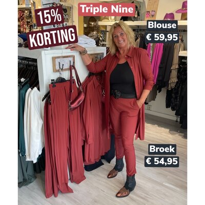 TRIPLE NINE travelstof blouse - roest