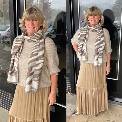 Zebra print sjaal - bruin