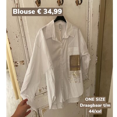 Madika blouse - offwhite met goud opdruk