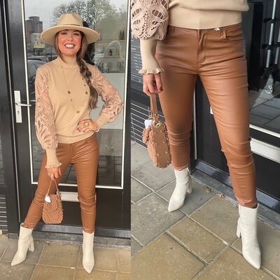 Cindy COATING denim broek - cognac