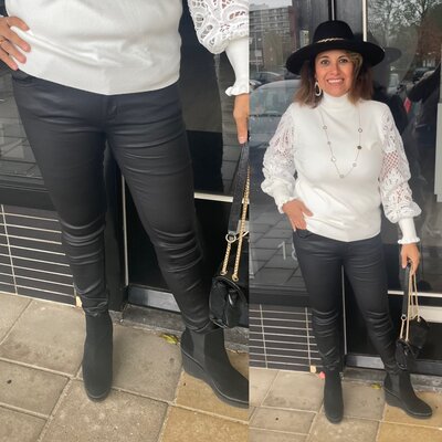 Cindy COATING denim broek - zwart