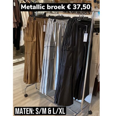 Azzurro wijde pijpen cargo broek - zilver