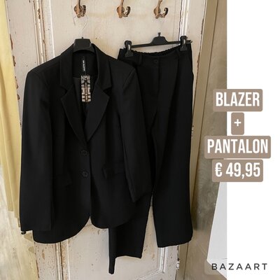 Bianca suit 2 delig (blazer en pantalon) - zwart