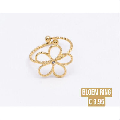 Bloem ring - goud