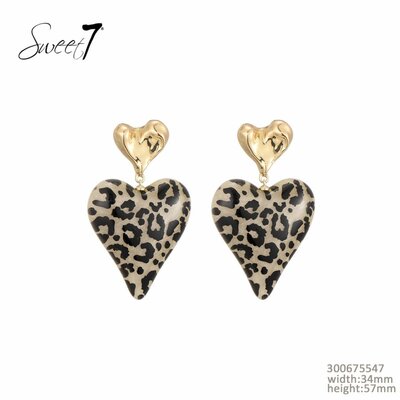 Hart oorbellen leopard