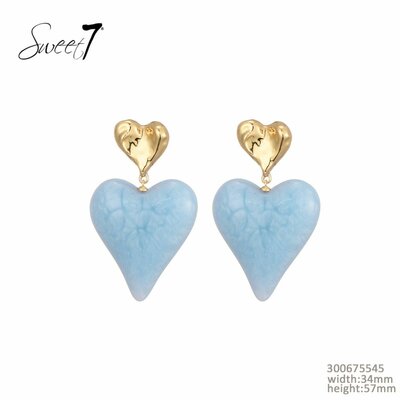 Hart oorbellen blauw